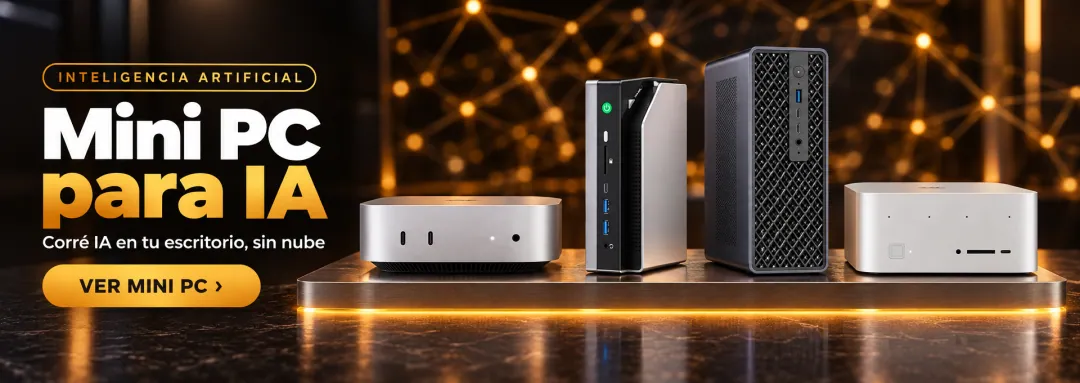 Mini PC para IA: corré IA en tu escritorio, sin nube — Mac mini, GMKtec EVO-X2, Minisforum MS-S1 MAX y Beelink GTR9 Pro. Ver mini PC