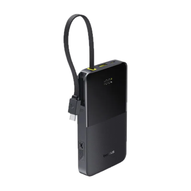 Baseus EnerFill FC51 Bipow2 Pro 10000mAh 22.5W power bank 10.000 mAh · 22,5 W · cable USB-C trenzado integrado — Titanio Tech