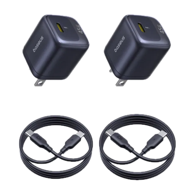 Baseus EnerFill FN22 Fast Charger 1C 45W (2-Pack) cargador de pared 45 W · 1 USB-C · GaN6 · pack de 2 — Titanio Tech