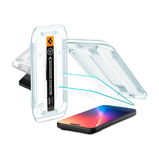 Lámina Spigen GLAS.tR EZ Fit iPhone 17 para iPhone 17 · vidrio templado · 2 unidades + aplicador — Titanio Tech