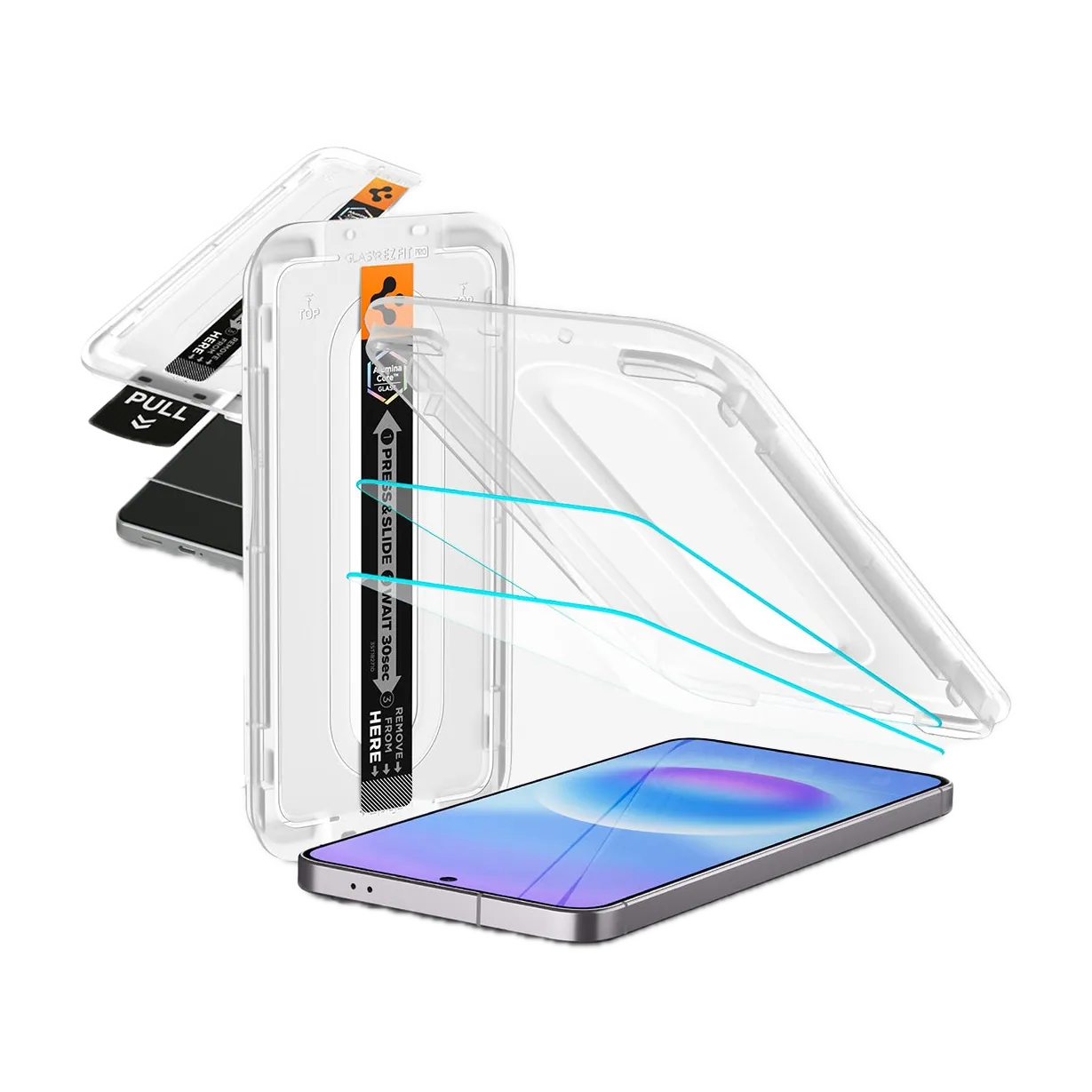 Lámina Spigen GLAS.tR EZ Fit Pro Galaxy A57 para Galaxy A57 5G · vidrio 9H · 2 unidades + aplicador — Titanio Tech