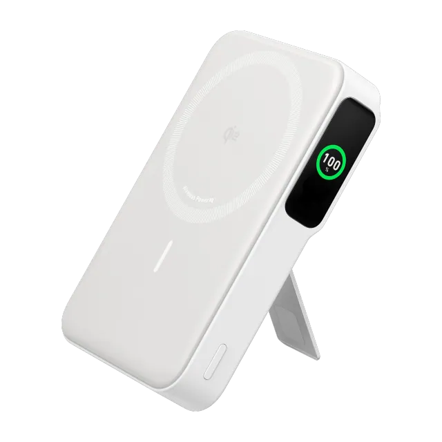 Anker MagGo Power Bank (10K) power bank magnético 10.000 mAh · Qi2 15 W · soporte plegable — Titanio Tech