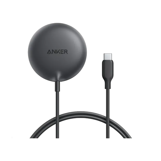 Anker Zolo Magnetic Wireless Charger (1 unidad) cargador inalámbrico magnético · Qi2 15 W · cable 1,5 m — Titanio Tech